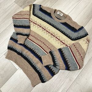 Vintage Rare Wool Blend Early 90's Tundra Coogi Like Knit Sweater Size Largw